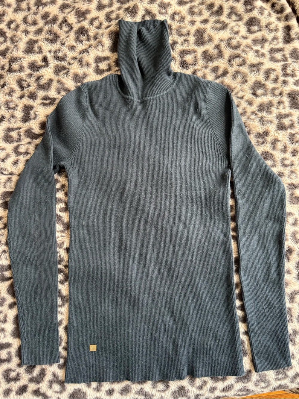 Lauren Ralph Lauren Dark Gray Ribbed Turtleneck Sweater